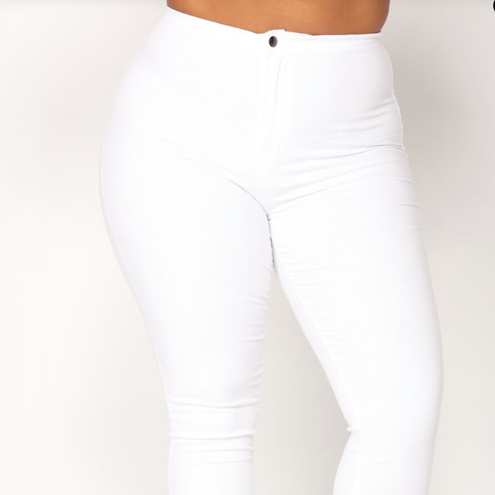 Super High Waisted White Skinny Jeans